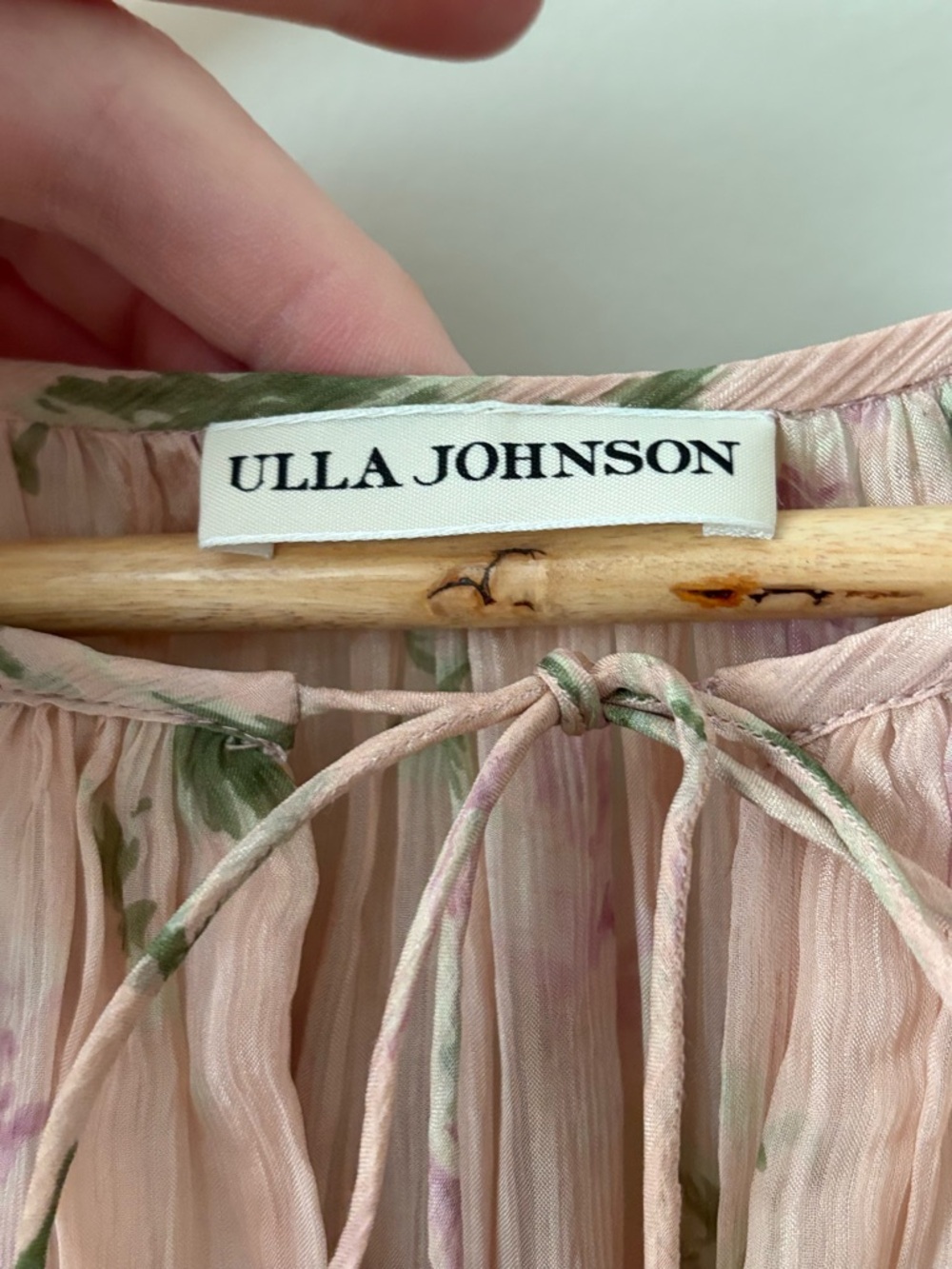 Ulla Johnson Lorelei Silk Floral Dress Size 10 Blush Pink Ruffle Sleeve Boho - Picture 6 of 8